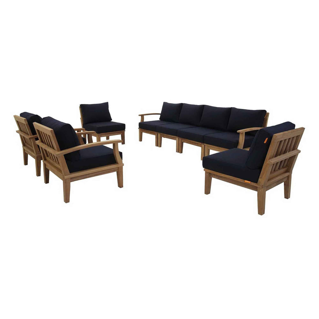 Patio Teak Sectional Set - Patio Elegance Marina 8-Piece Outdoor Teak Sectional Set by Modway